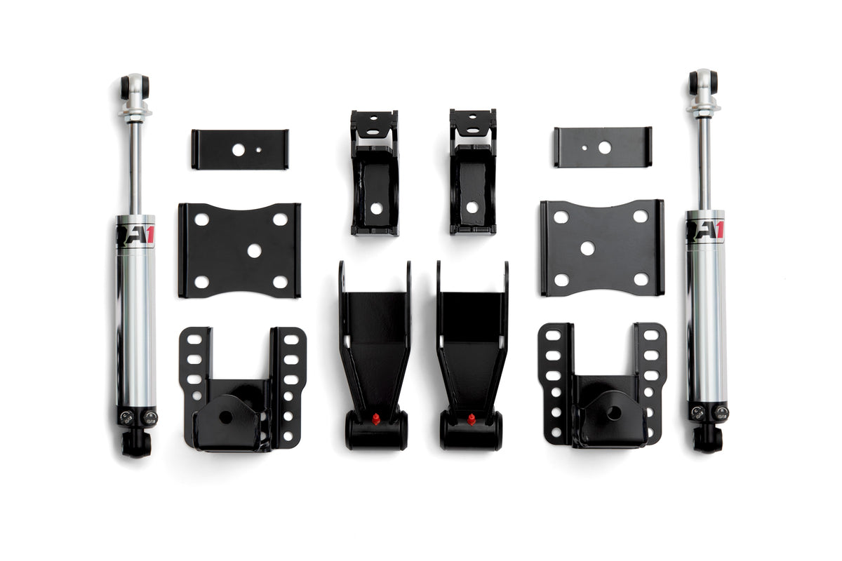 QA1 Rear Drop Kit, 4-6" Drop, Double Adjustable Shocks for 2007-2018 GMC Sierra 1500