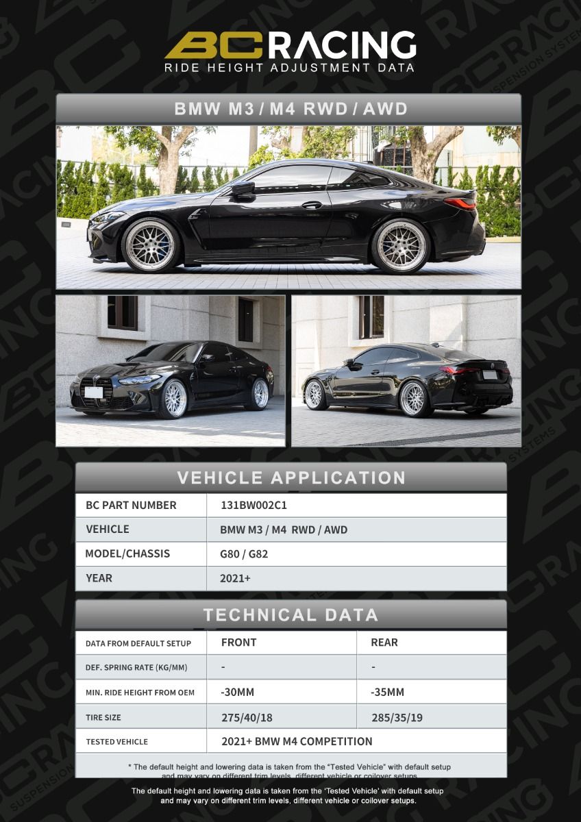 BC Racing ASP Series Springs for 2021+ BMW M3 AWD/RWD (G80)