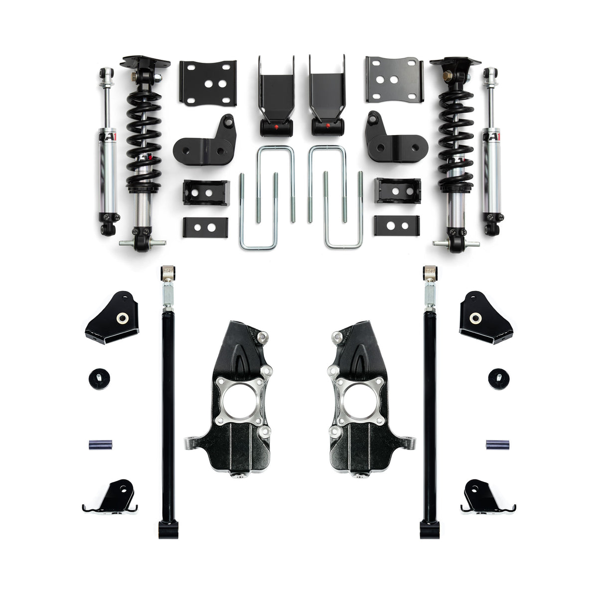 QA1 5/5 Lowering Kit, w/Spindles and Traction Bars, Double Adjustable for 2021-2026 Ford F-150 4WD