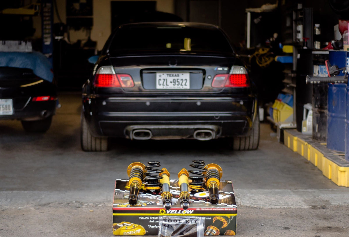 Yellow Speed Premium Competition Coilovers for 2001-2006 BMW M3 (E46) Camber Plate, Offset Front Mounts
