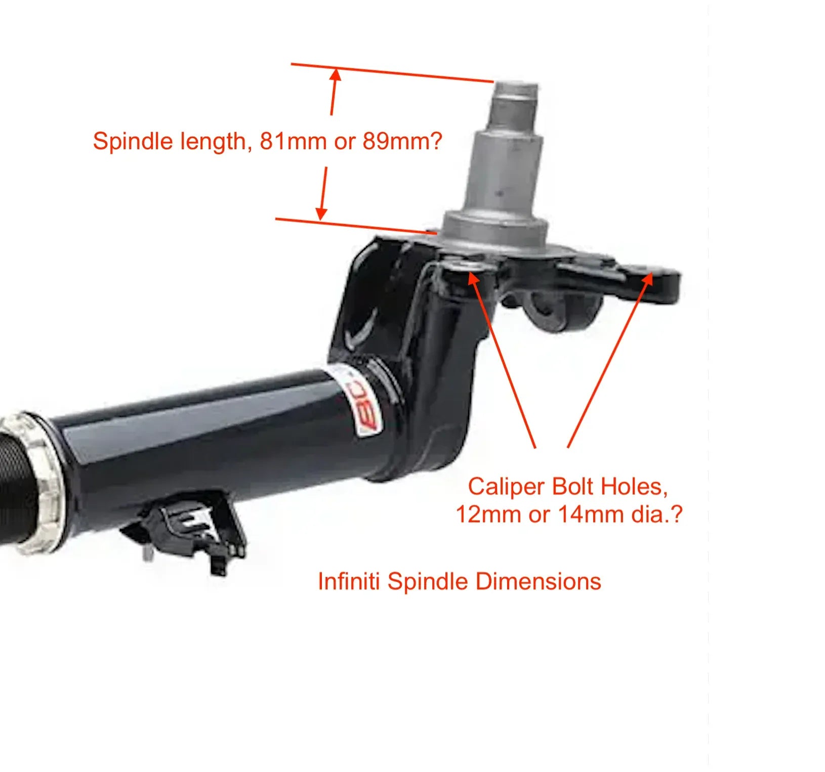 Infiniti spindle dimensions reference