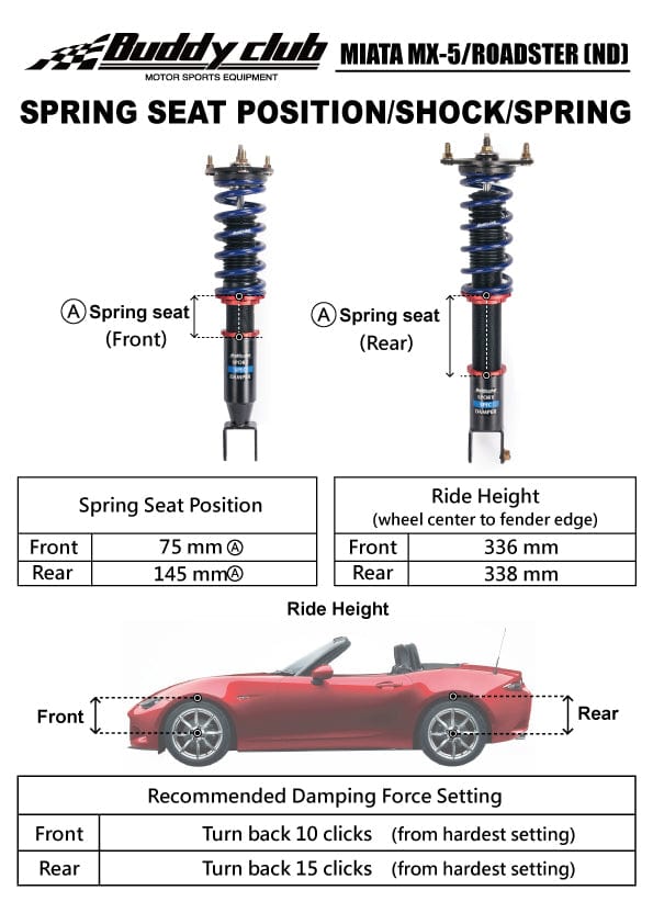 Buddy Club Sport Spec Coilovers - 2015+ Mazda Miata (ND) BC02-SSMMND