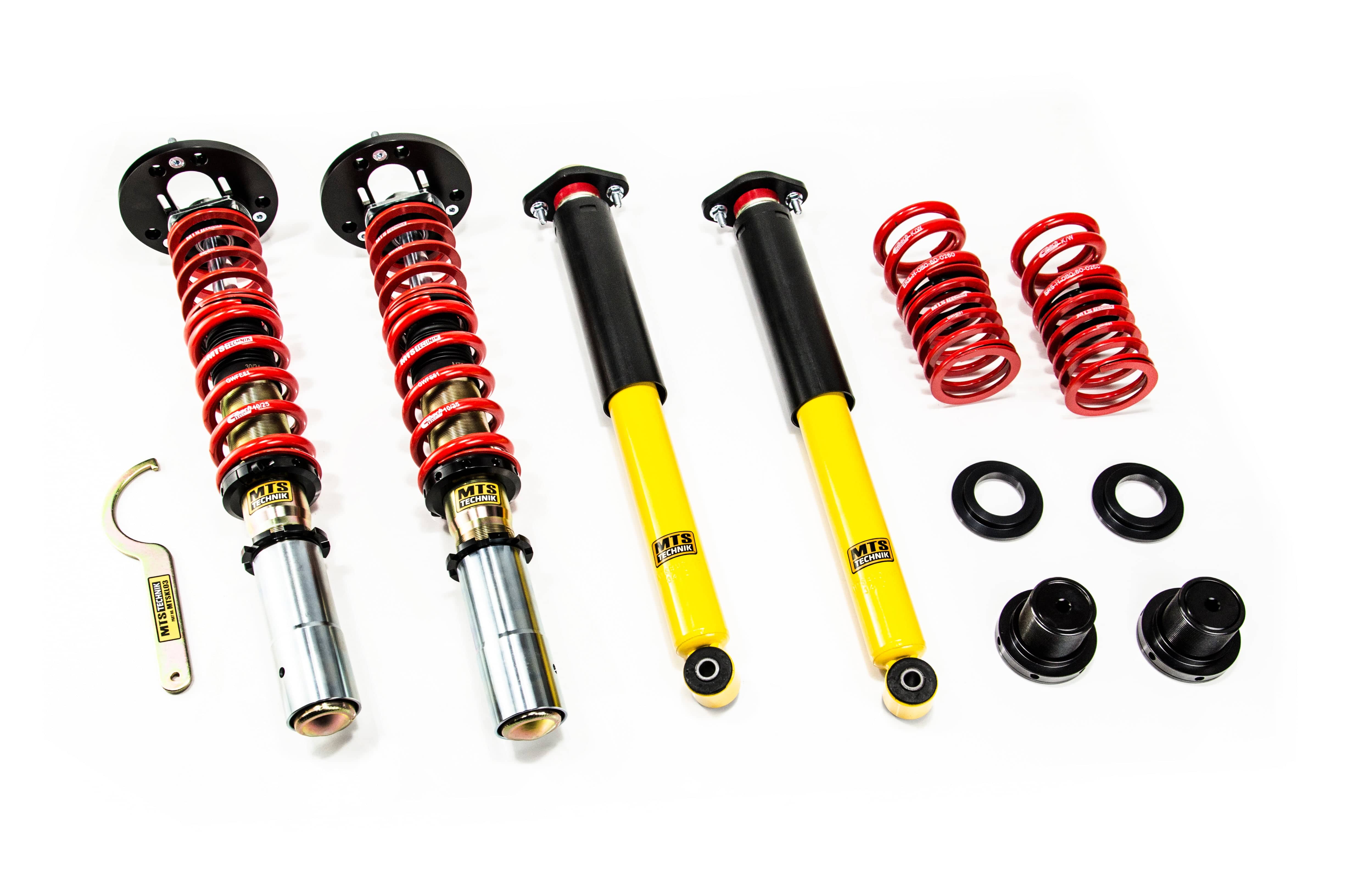MTS Technik Stance Series Suspension Coilover Kit (w/ Rear Top Mount, Gold Housing) for 1985-1993 BMW 325e (E30) MTSGWBM102-S