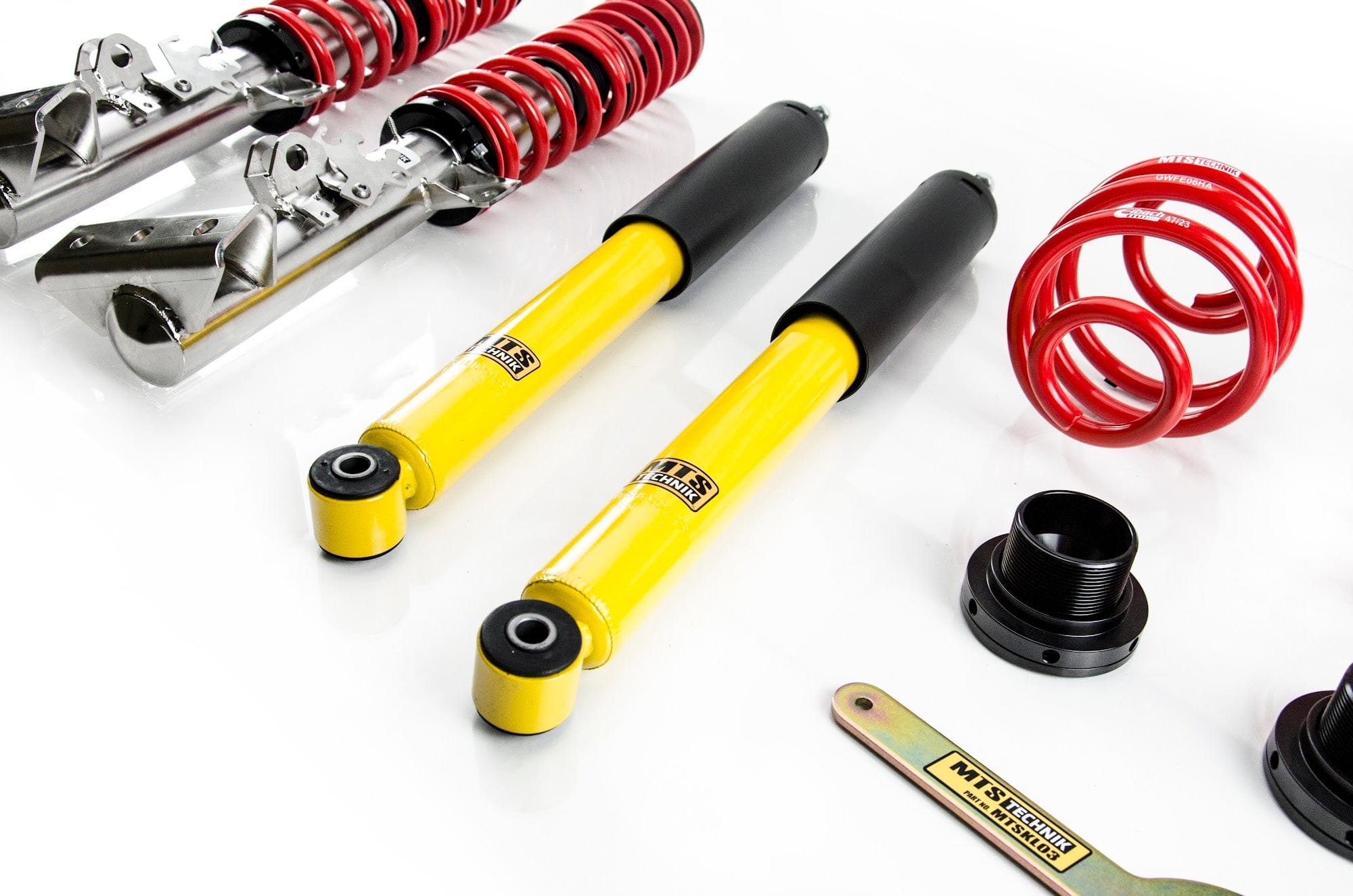 MTS Technik Street Series Coilover Kit - Without Front and Rear Top Mount, Inox Housing for 1995-2002 BMW 318ti (E36) XMTSGWBM02