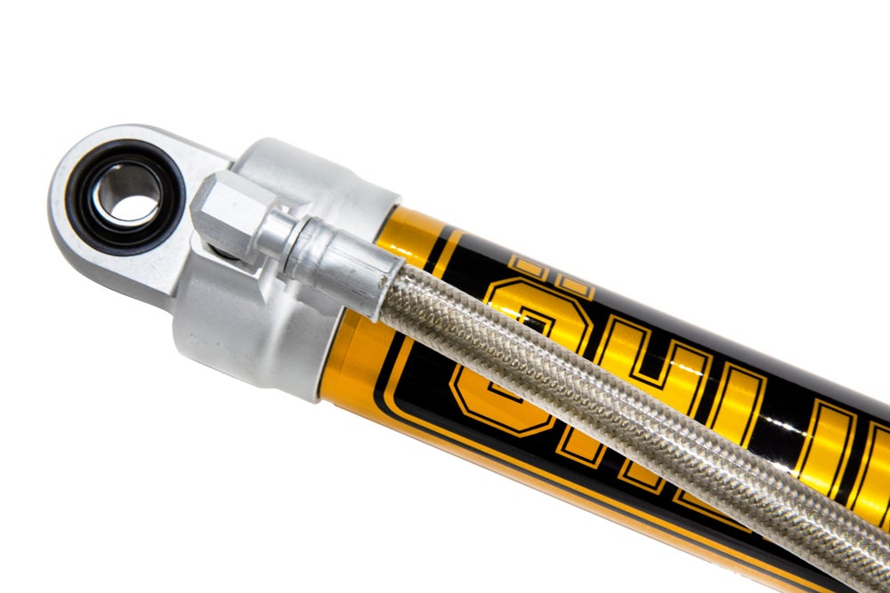 Ohlins Adventure shock absorbers for the Ineos Grenadier, hose and top eyelet