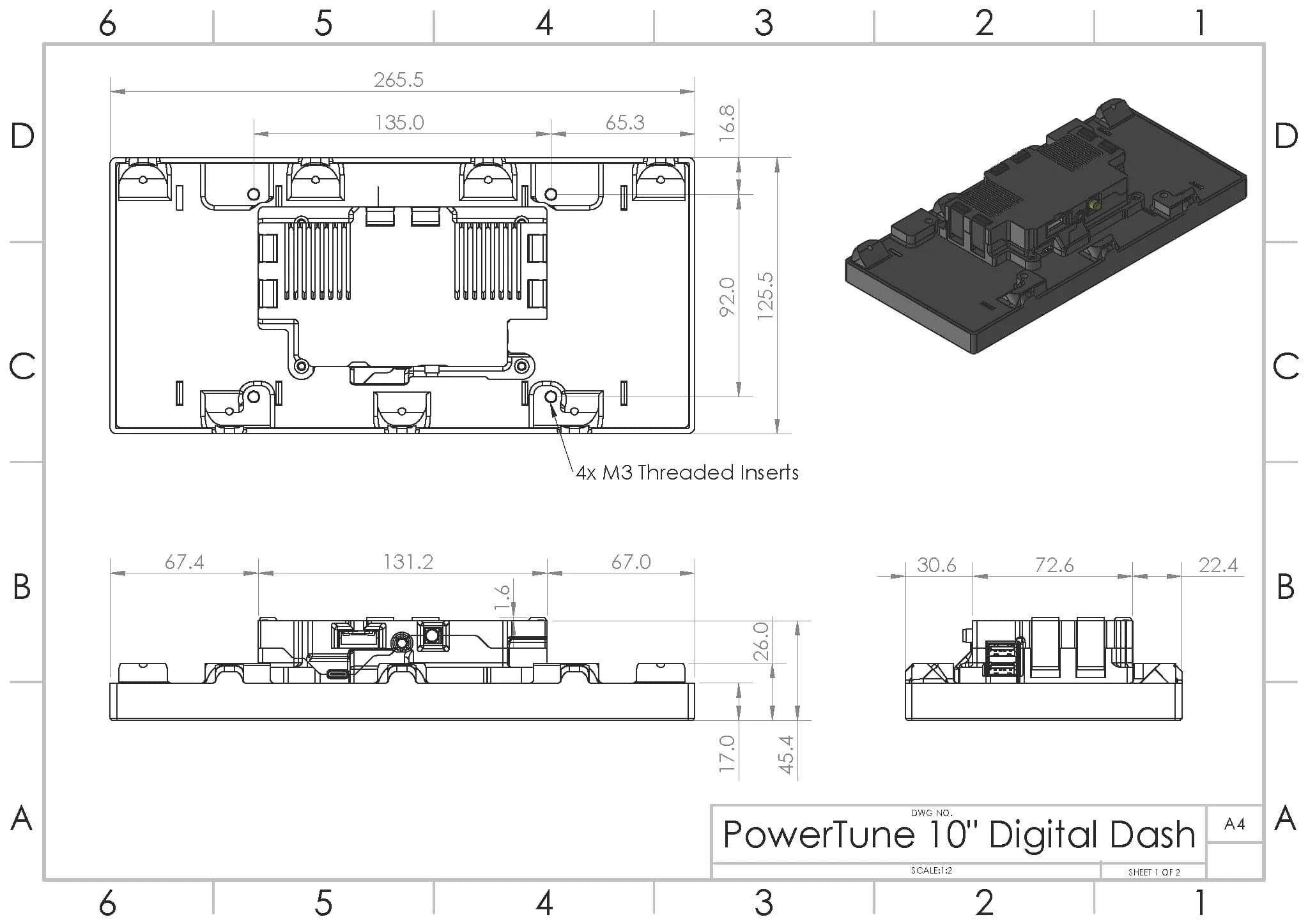 Powertune Digital Ultrawide Dash PTD-DASH10-GPS