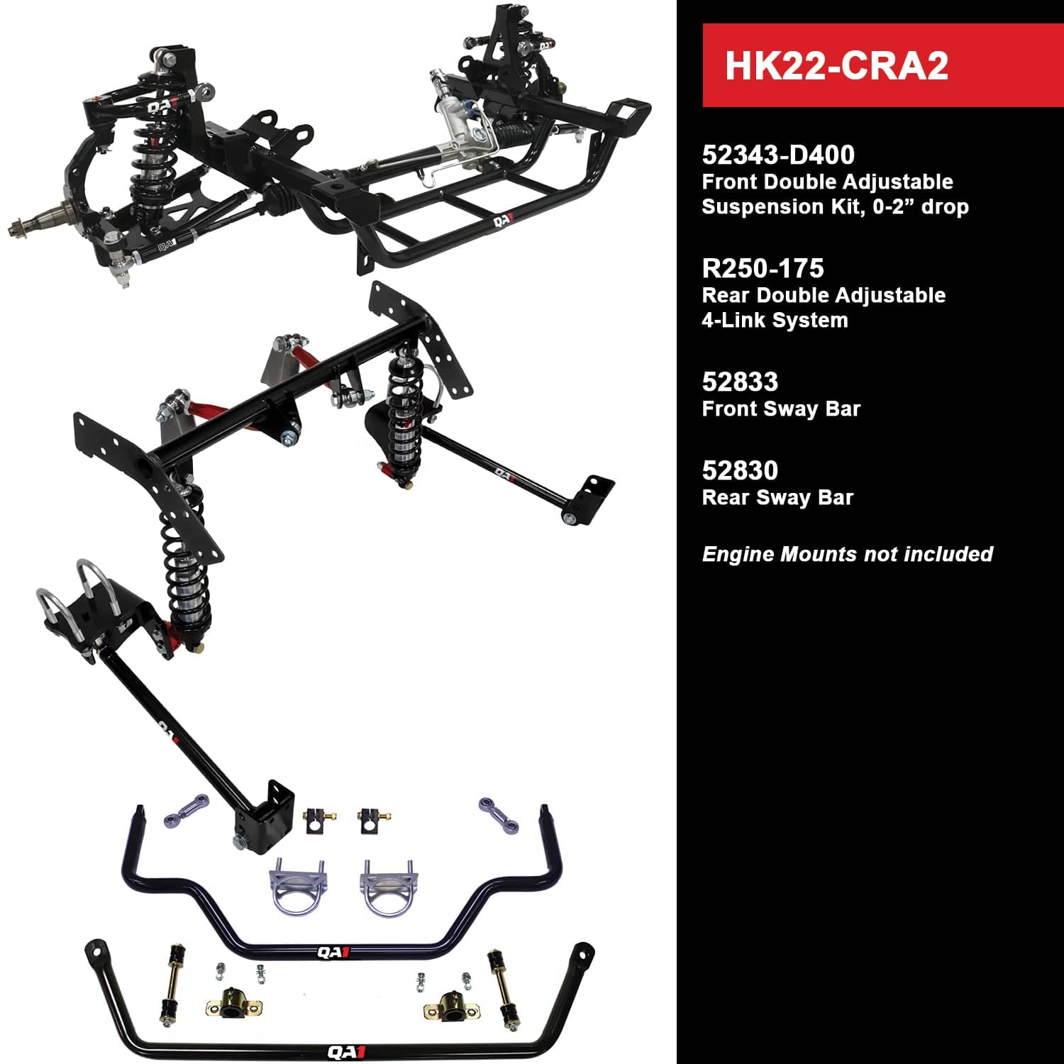QA1 Level 2 Handling Suspension Kit, 0-2" Drop - 1967-1972 Dodge Dart HK22-CRA2