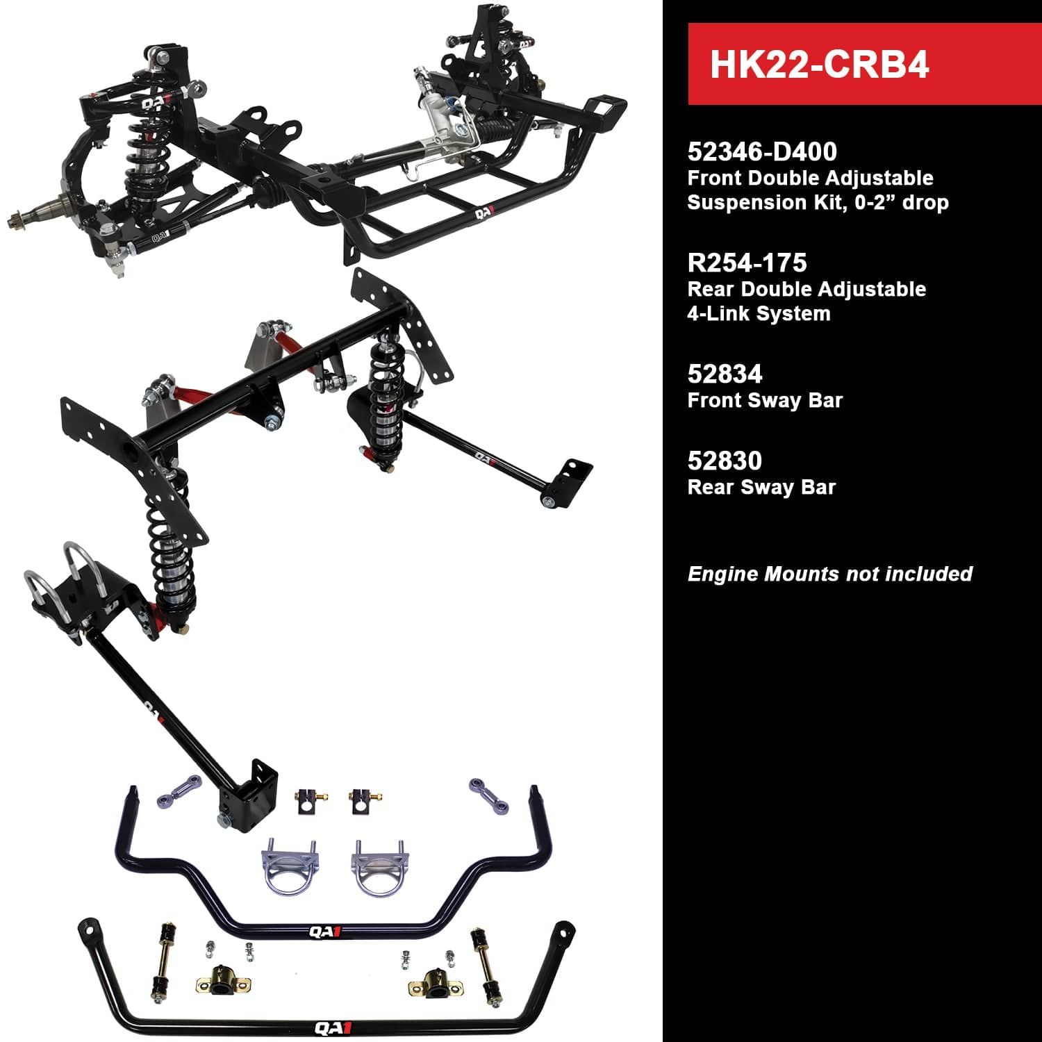 QA1 Level 2 Handling Suspension Kit, 0-2" Drop - 1971-1972 Dodge Coronet HK22-CRB4