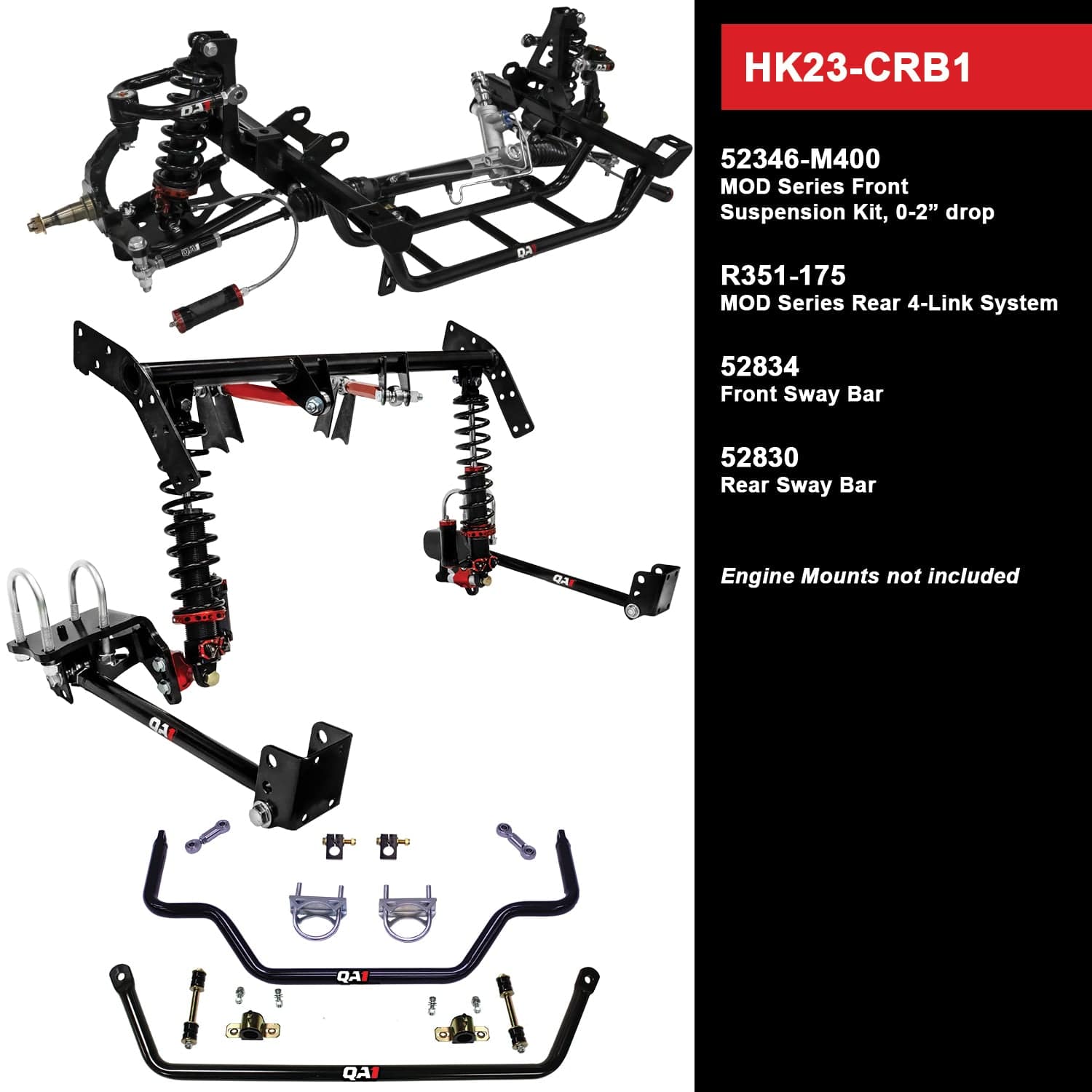 QA1 Level 3 Handling Suspension Kit, 0-2" Drop - 1962-1964 Plymouth Savoy HK23-CRB1