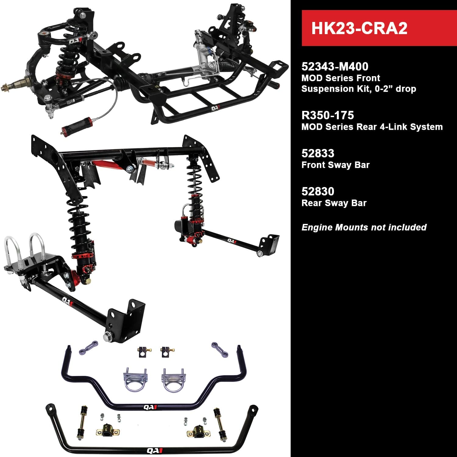QA1 Level 3 Handling Suspension Kit, 0-2" Drop - 1967-1969 Plymouth Barracuda HK23-CRA2