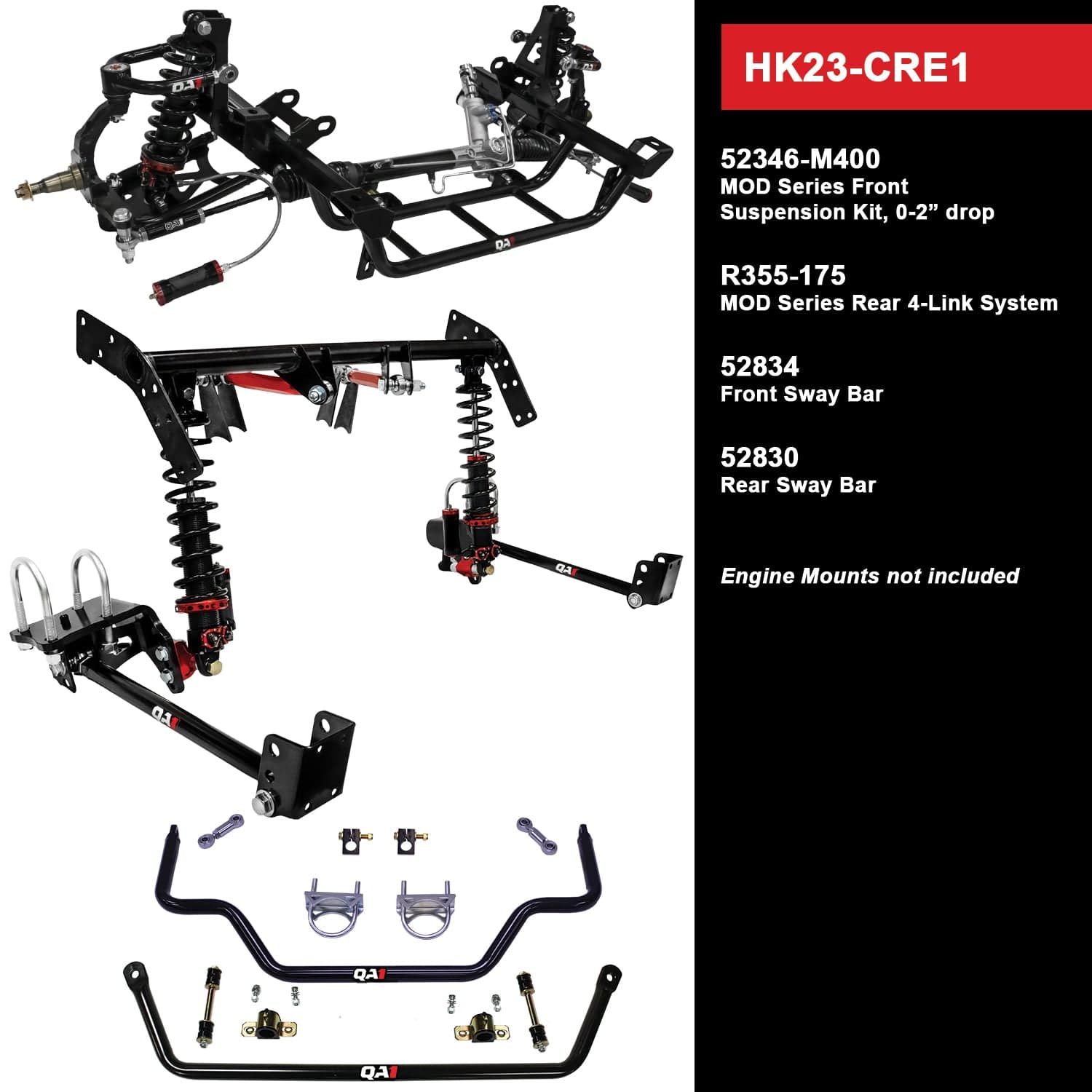 QA1 Level 3 Handling Suspension Kit, 0-2" Drop - 1970-1974 Dodge Challenger HK23-CRE1