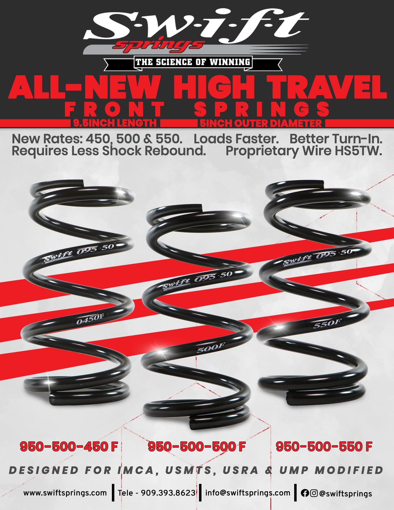 Swift Springs Standard Conventional High Travel Front Springs - OD: 5" / Length: 9.5"