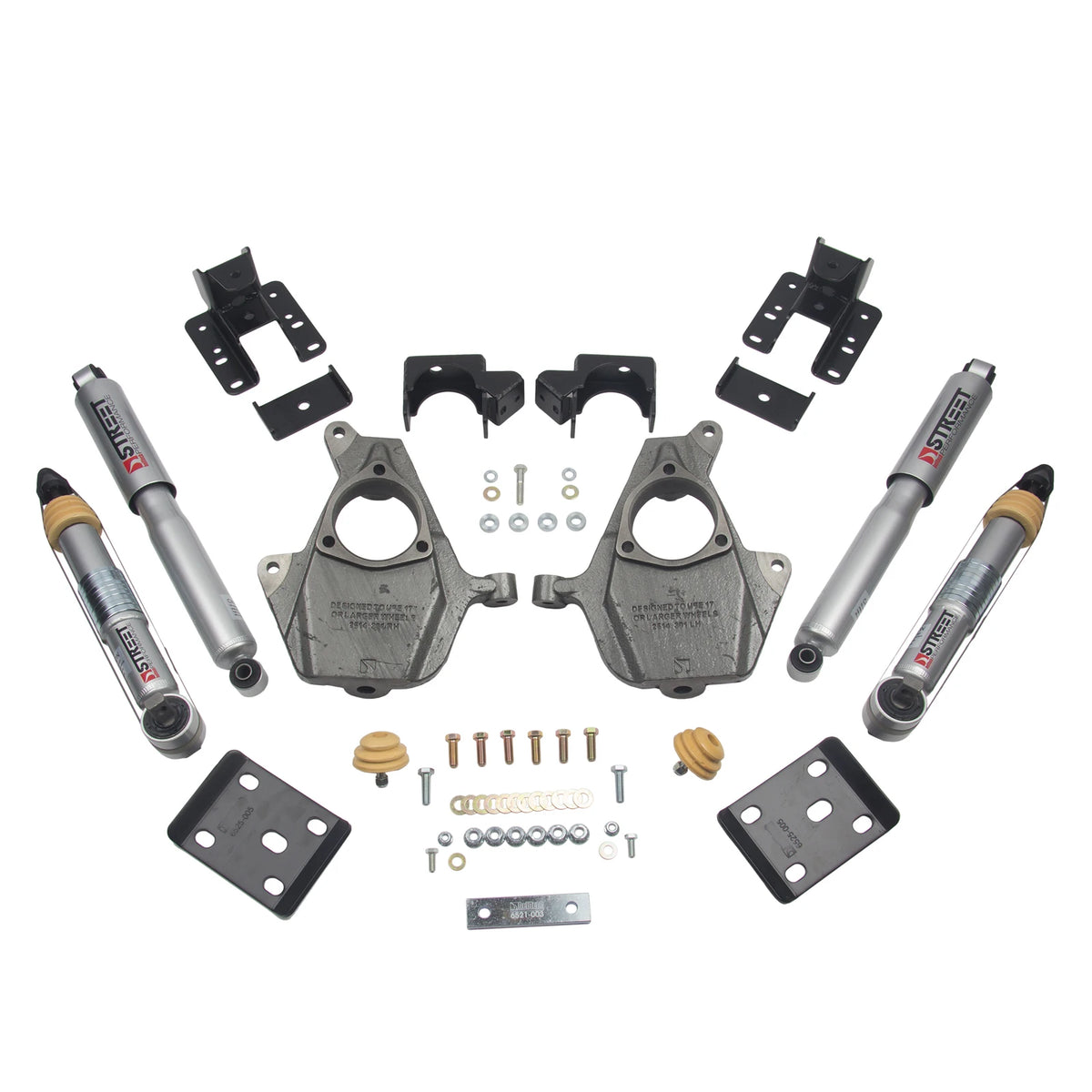 Belltech Lowering Kit w/Street Performance Shocks (3" or 4" Front / 5" or 6" Rear Drop) for 2016.5-2018 Chevrolet Silverado 1500 w/Aluminum/Stamped Control Arms RWD w/o Autoride or Magnetic Ride