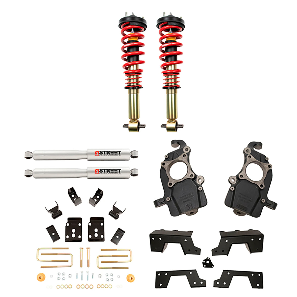 Belltech Performance Coilover Kit w/Height Adjustable Front Coilovers (1-5" Front / 6" Rear Drop) for 2015-2020 Ford F-150 RWD