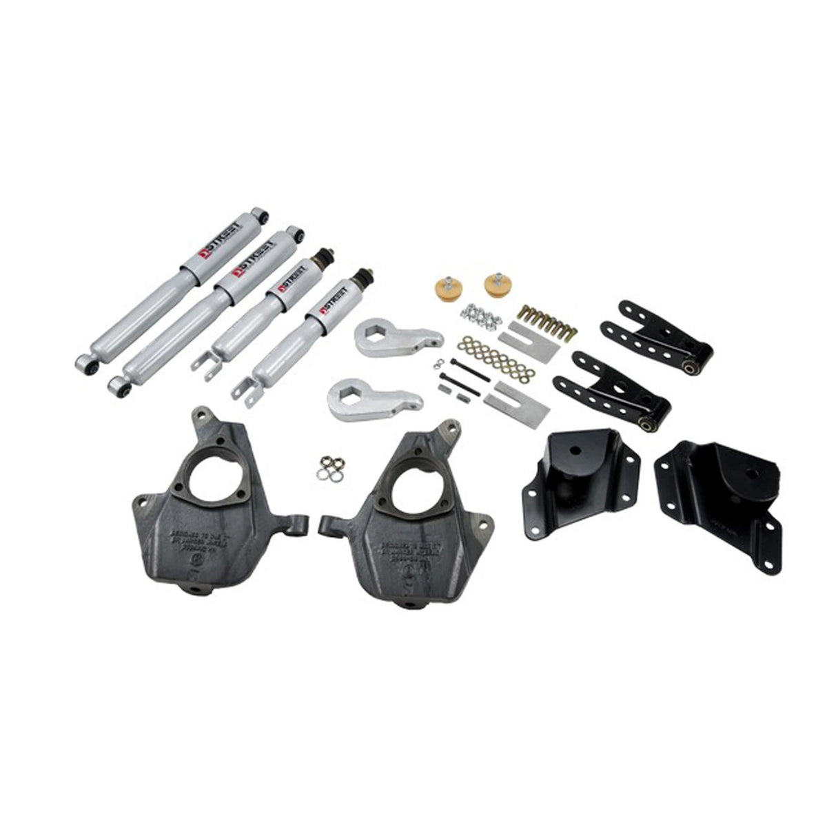 Belltech Lowering Kit w/Street Performance Shocks (Front Torsion Bar Suspension Only, 3" or 4" Front / 4" Rear Drop) for 2007 Chevrolet Silverado 1500 Classic Standard Cab RWD w/Front Torsion Bars