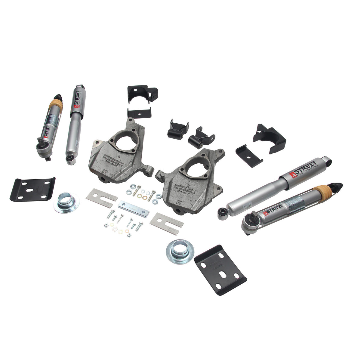 Belltech Lowering Kit w/Street Performance Shocks (3" or 4" Front / 7" Rear Drop) for 2016.5-2018 GMC Sierra 1500 Standard Cab w/Aluminum/Stamped Control Arms RWD w/o Autoride or Magnetic Ride