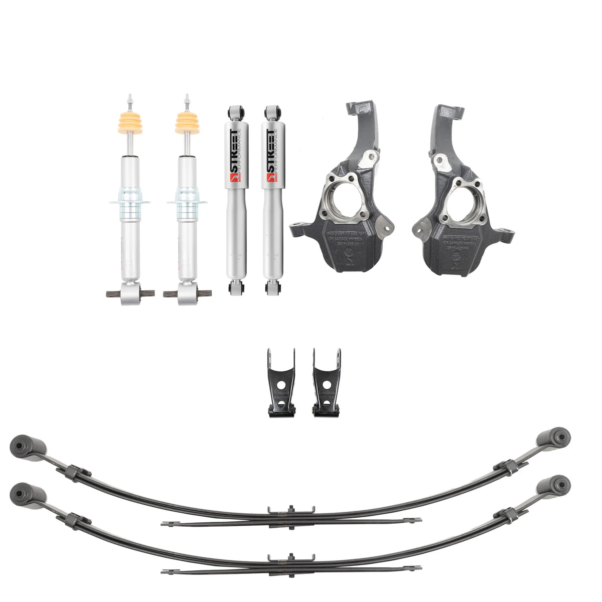 Belltech Lowering Kit w/Street Performance Struts (0-4" Front / 4" Rear Drop) for 2019-2025 Chevrolet Silverado 1500 RWD/4WD
