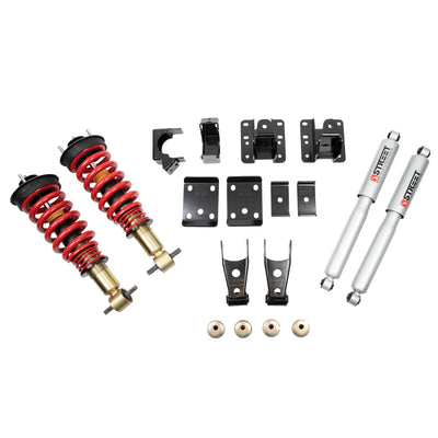 Belltech Performance Coilover Kit w/Height Adjustable Front Coilovers (1-3" Front / 4" Rear Drop) for 2007-2013 GMC Sierra 1500 RWD/4WD w/o Autoride or Magnetic Ride Short Bed
