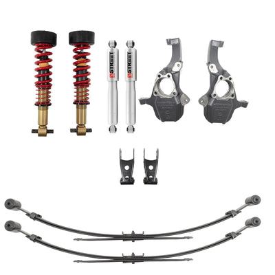 Belltech Performance Coilover Kit w/Height Adjustable Front Coilovers (0-4" Front / 4" Rear Drop) for 2019-2025 Chevrolet Silverado 1500 RWD/4WD