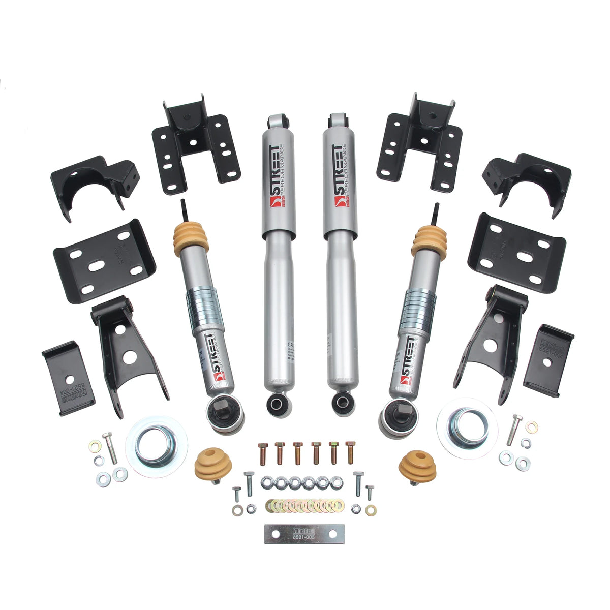 Belltech Lowering Kit w/Street Performance Shocks (+2" to -2" Front / 4" Rear Drop) for 2016.5-2018 Chevrolet Silverado 1500 w/Aluminum/Stamped Control Arms 4WD w/o Autoride or Magnetic Ride