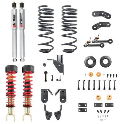 Belltech Performance Coilover Kit w/Height Adjustable Front Coilovers (1-3" Front / 3-4" Rear Drop) for 2019-2026 Ram 1500 RWD/4WD