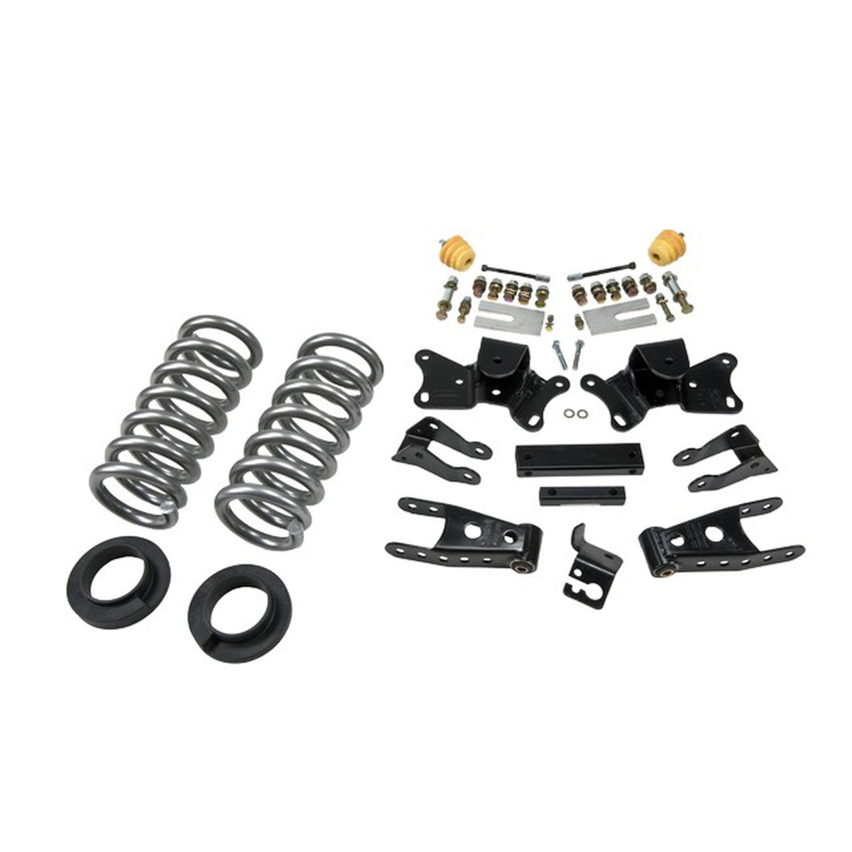 Belltech Lowering Kit w/o Shocks (1-2" Front / 4" Rear Drop) for 1997-2000 Chevrolet C2500 Extended Cab/Crew Cab RWD 8-Lug Single Rear Wheel