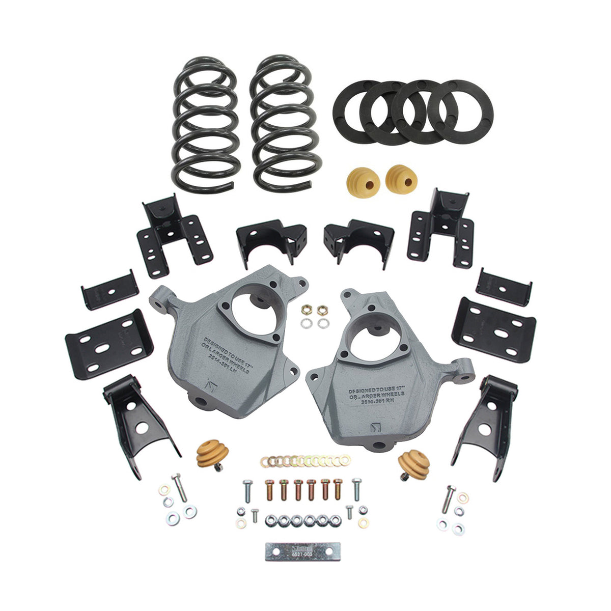 Belltech Lowering Kit w/o Shocks (3" or 4" Front / 5" or 6" Rear Drop) for 2016.5-2018 GMC Sierra 1500 Standard Cab w/Aluminum/Stamped Control Arms RWD w/o Autoride or Magnetic Ride