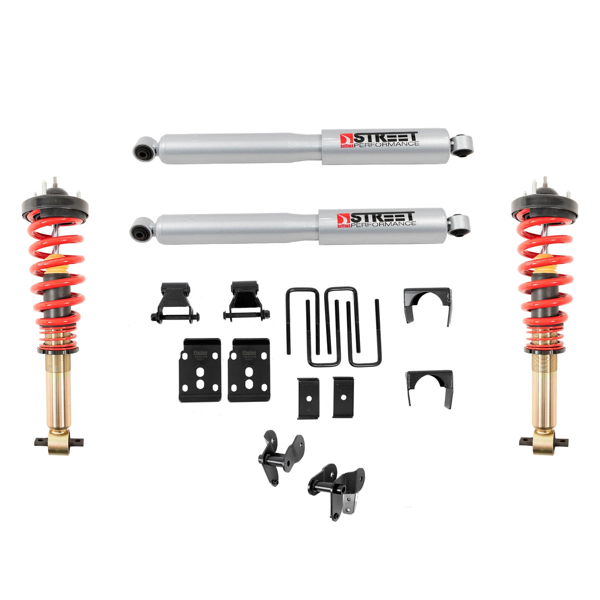 Belltech Performance Coilover Kit w/Height Adjustable Front Coilovers (1-3.5" Front / 5.5" Rear Drop) for 2021-2026 Ford F-150 4WD