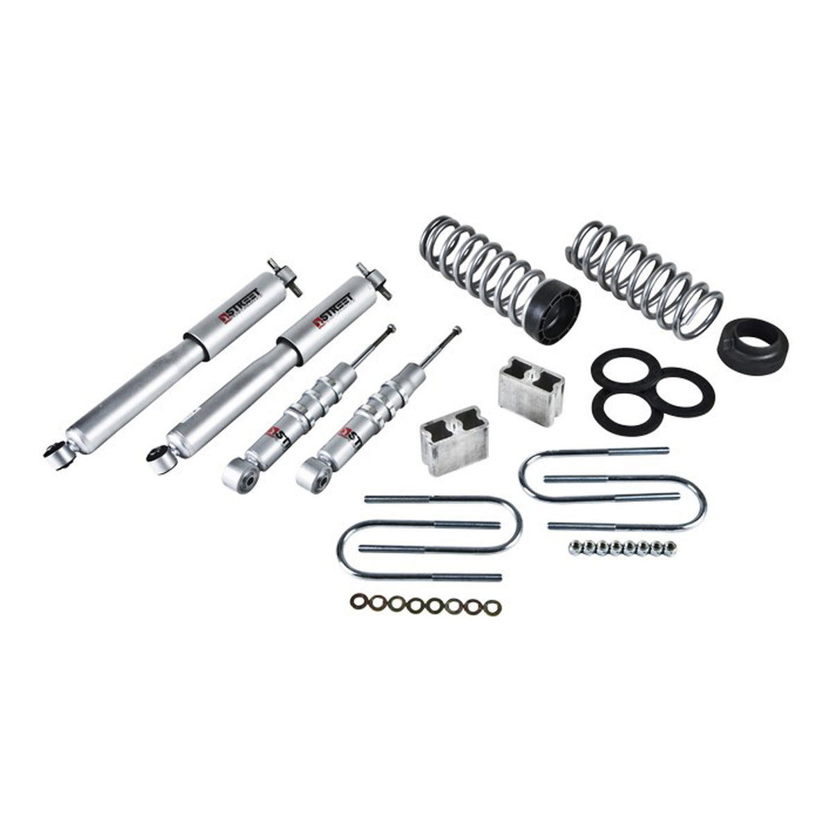 Belltech Lowering Kit w/Street Performance Shocks (1-2" Front / 3" Rear Drop) for 2004-2012 GMC Canyon Standard Cab Z85 Suspension RWD