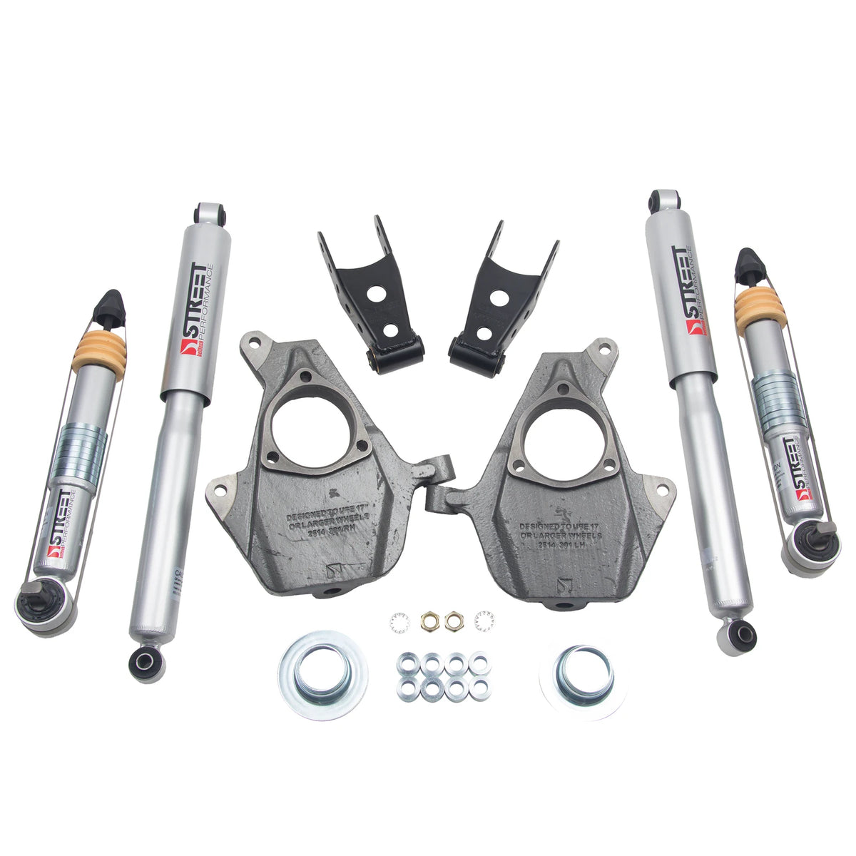 Belltech Lowering Kit w/Street Performance Shocks (2" Front / 2" or 3" Rear Drop) for 2016.5-2018 GMC Sierra 1500 w/Aluminum/Stamped Control Arms RWD/4WD w/o Autoride or Magnetic Ride