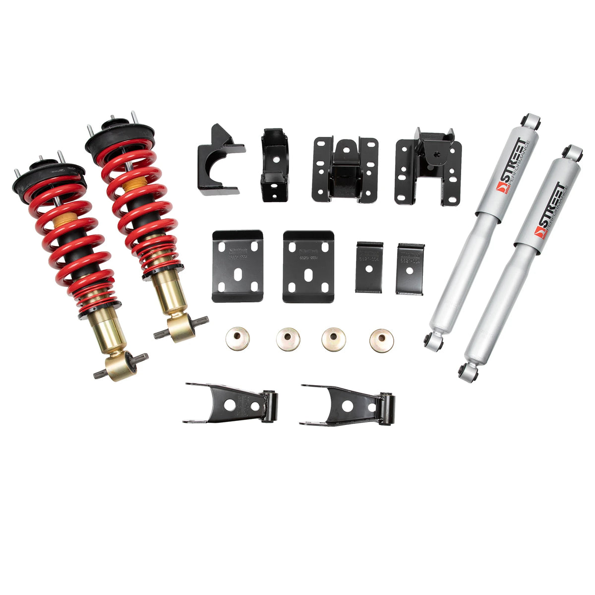 Belltech Performance Coilover Kit w/Height Adjustable Front Coilovers (1-3" Front / 4" Rear Drop) for 2014-2018 GMC Sierra 1500 RWD/4WD w/o Autoride or Magnetic Ride Short Bed