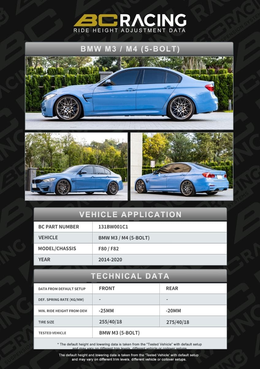 BC Racing ASP Series Springs for 2014-2018 BMW M3 RWD (F80) 5-Bolt