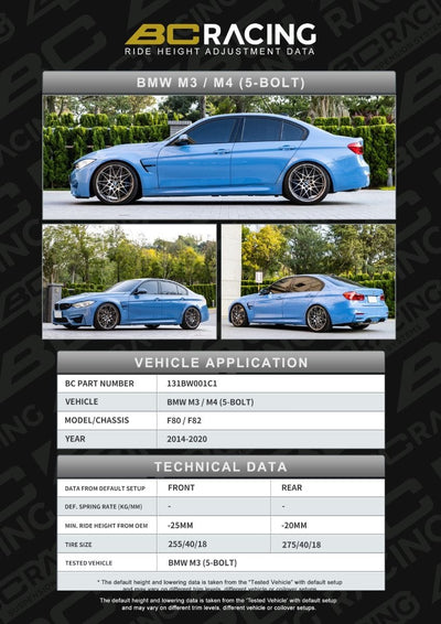 BC Racing ASP Series Springs for 2014-2018 BMW M3 RWD (F80)