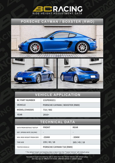 BC Racing ASP Series Springs for 2017-2024 Porsche Boxster RWD (982)