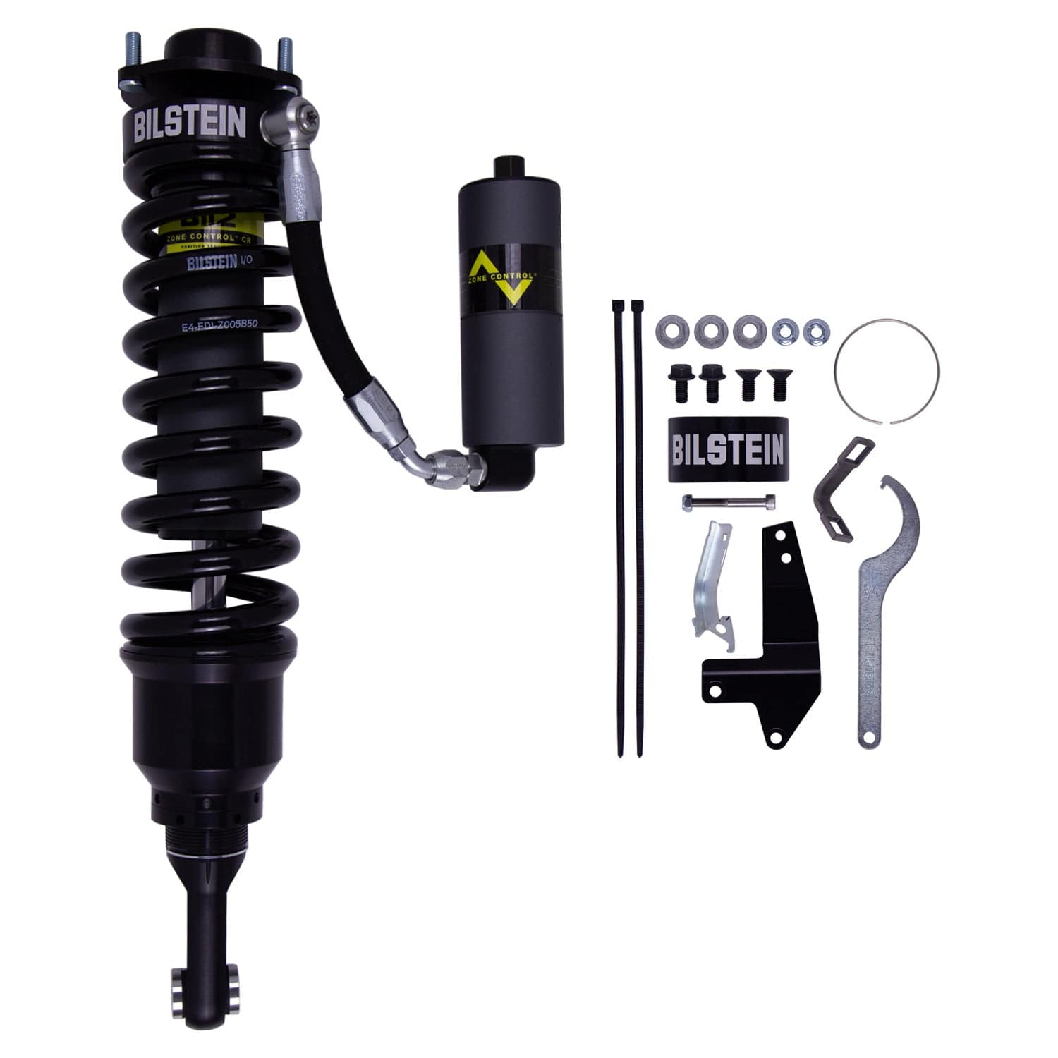 Bilstein B8 8112 (ZoneControl CR) Front Right Shock Absorber and Coil Spring Assembly (22.80 in. Extended, EVO Grey, w/ Kinetic Dynamic Suspension System) for 2010-2024 Toyota 4Runner 4WD (N280) 41-324165