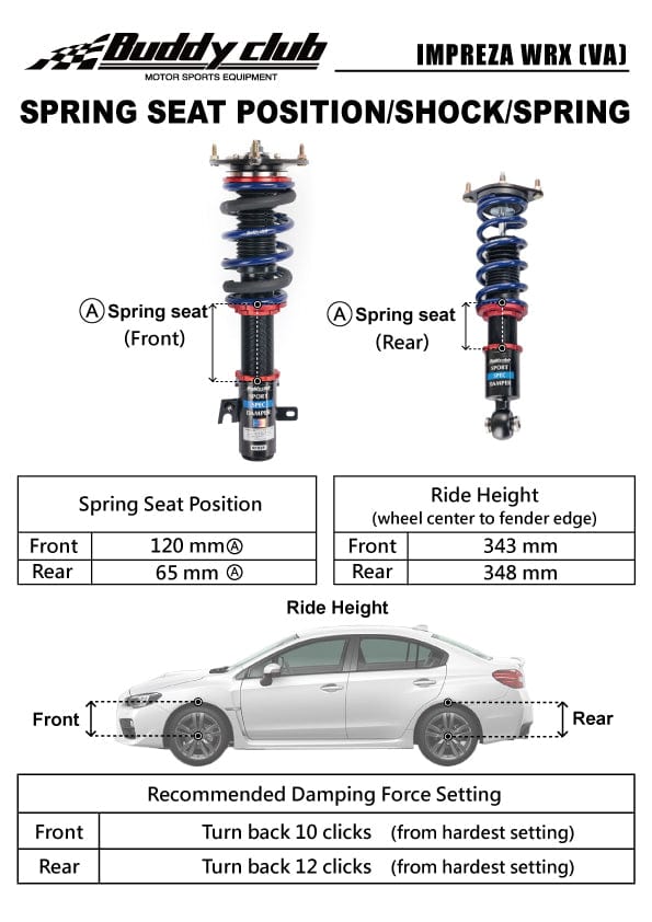 Buddy Club Sport Spec Coilovers - 2015-2021 Subaru WRX STI (VAB) BC02-SSSVAB