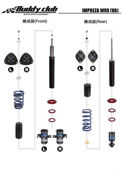 Buddy Club Sport Spec Coilovers - 2015-2021 Subaru WRX STI (VAB) BC02-SSSVAB