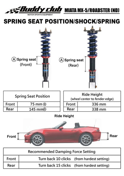 Buddy Club Sport Spec Coilovers - 2015+ Mazda Miata (ND) BC02-SSMMND