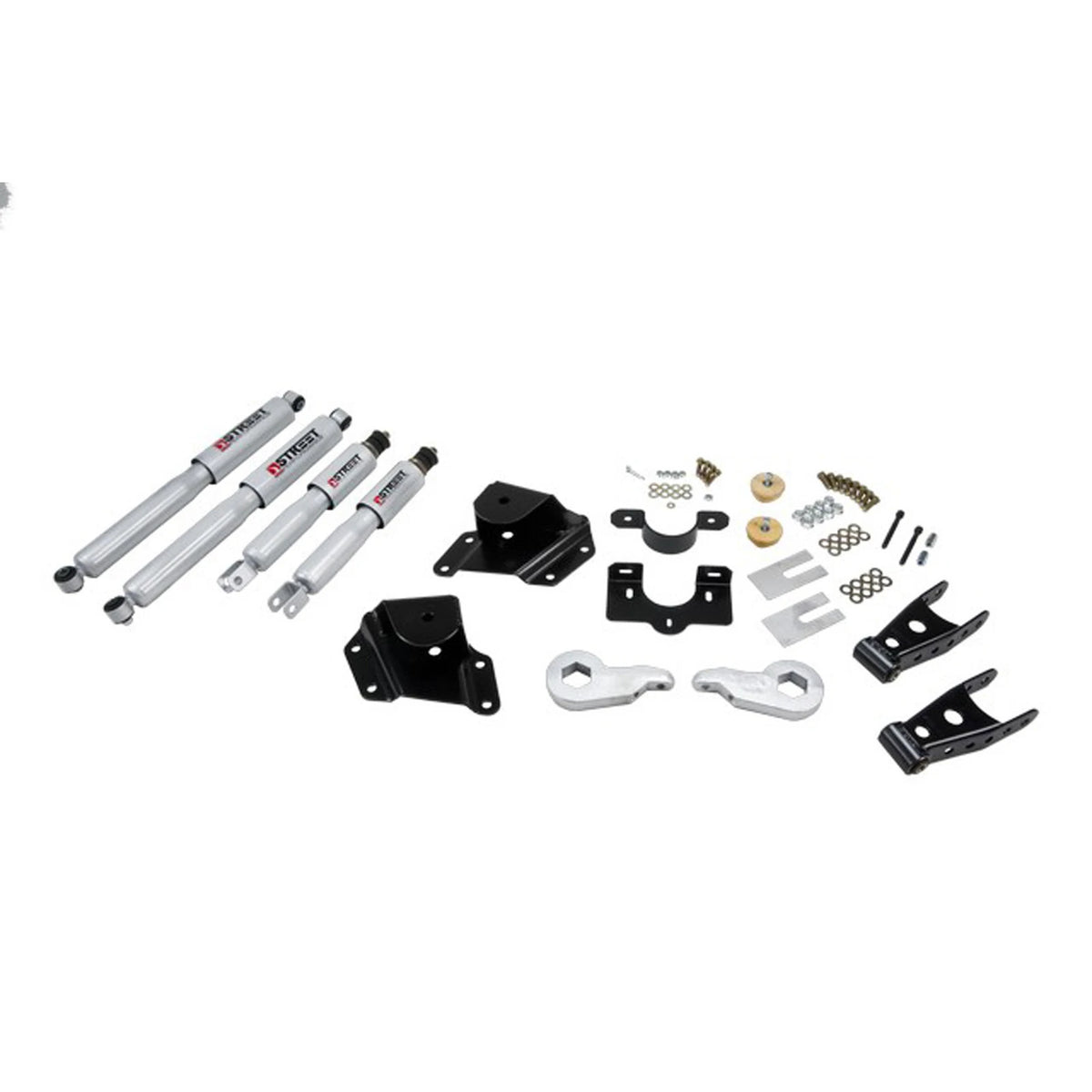 Belltech Lowering Kit w/Street Performance Shocks (Front Torsion Bar Suspension Only, 1-2" Front / 4" Rear Drop) for 2007 Chevrolet Silverado 1500 Classic Extended Cab RWD w/Front Torsion Bars