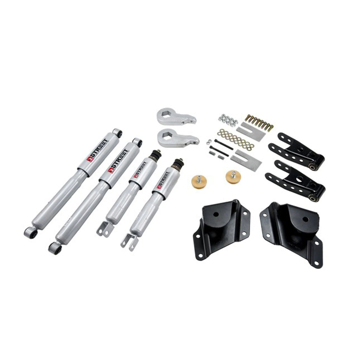 Belltech Lowering Kit w/Street Performance Shocks (Front Torsion Bar Suspension Only, 1" or 2" Front / 4" Rear Drop) for 2005-2006 GMC Sierra 1500 Standard Cab RWD w/Front Torsion Bars