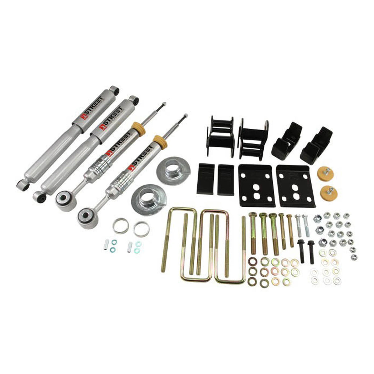 Belltech Lowering Kit w/Street Performance Shocks (+1" to -3" Front / 4" Rear Drop) for 2009-2013 Ford F-150 Extended Cab/Crew Cab RWD Short Bed