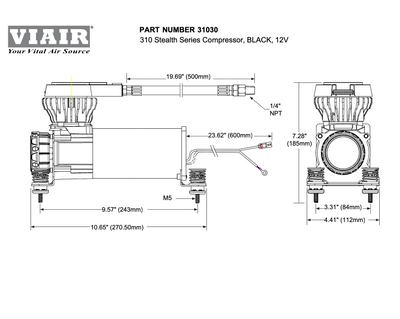VIAIR 310 Stealth Series Compressor (Black) - 200 PSI
