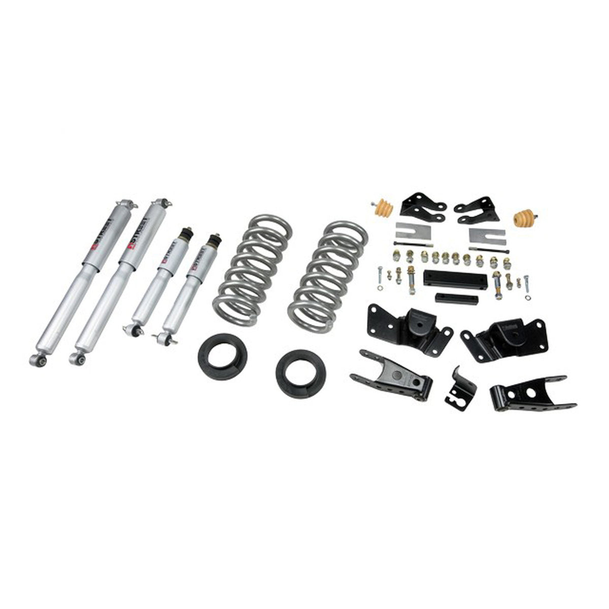 Belltech Lowering Kit w/Street Performance Shocks (1-2" Front / 4" Rear Drop) for 1999-2000 GMC C2500 Crew Cab RWD 8-Lug Single Rear Wheel