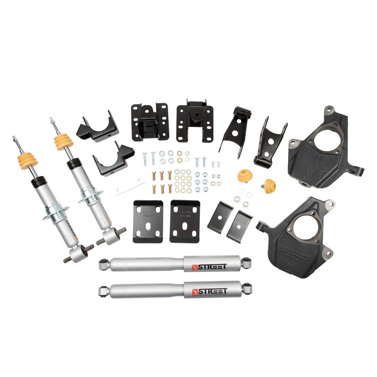 Belltech Lowering Kit w/Street Performance Shocks (2" Front / 4" Rear Drop) for 2016.5-2018 Chevrolet Silverado 1500 w/Aluminum/Stamped Control Arms 4WD w/o Autoride or Magnetic Ride