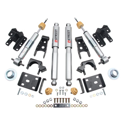 Belltech Lowering Kit w/Street Performance Shocks (+1" to -2" Front / 4" Rear Drop) for 2014-2018 Chevrolet Silverado 1500 RWD w/o Autoride or Magnetic Ride