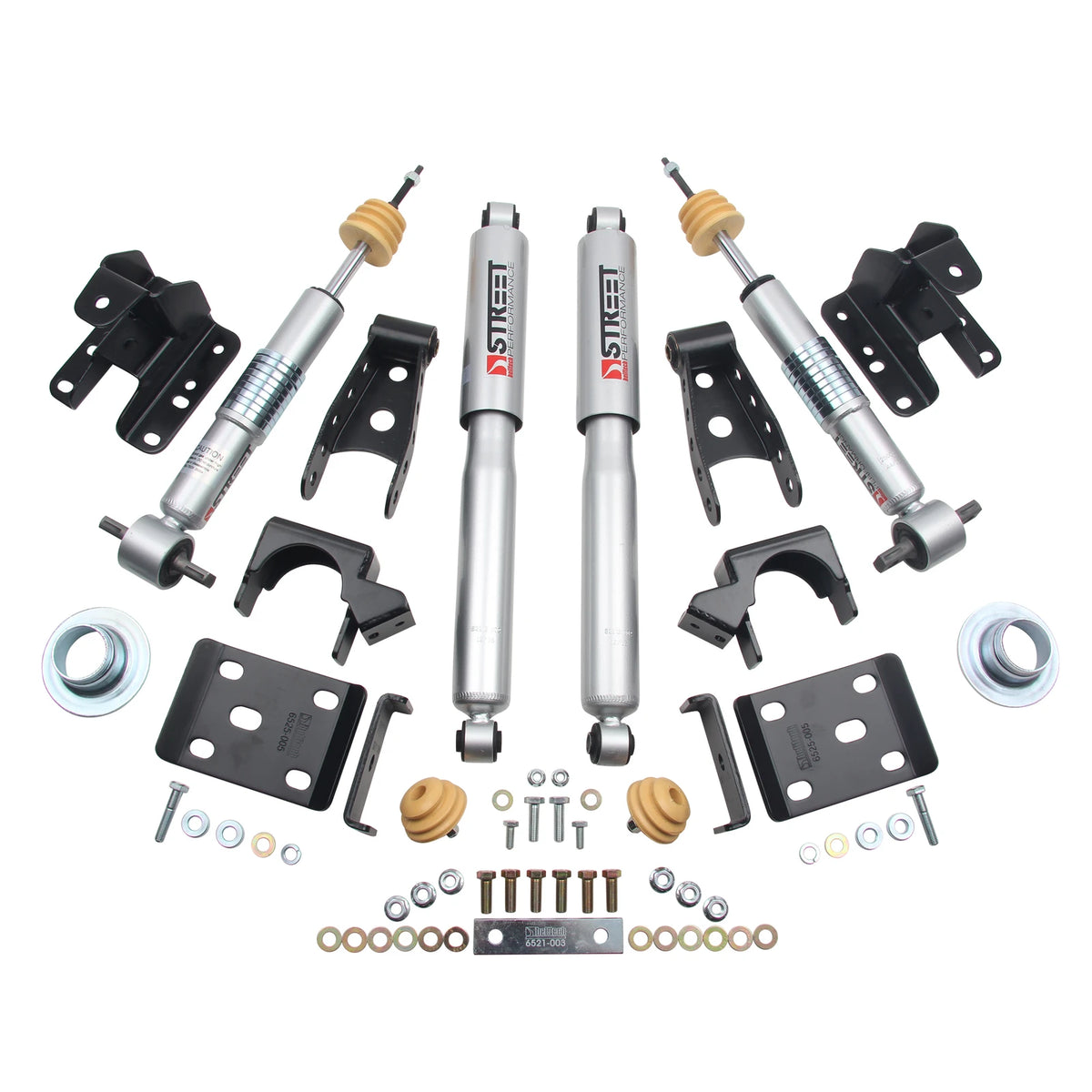 Belltech Lowering Kit w/Street Performance Shocks (+1" to -2" Front / 4" Rear Drop) for 2014-2018 GMC Sierra 1500 RWD w/o Autoride or Magnetic Ride