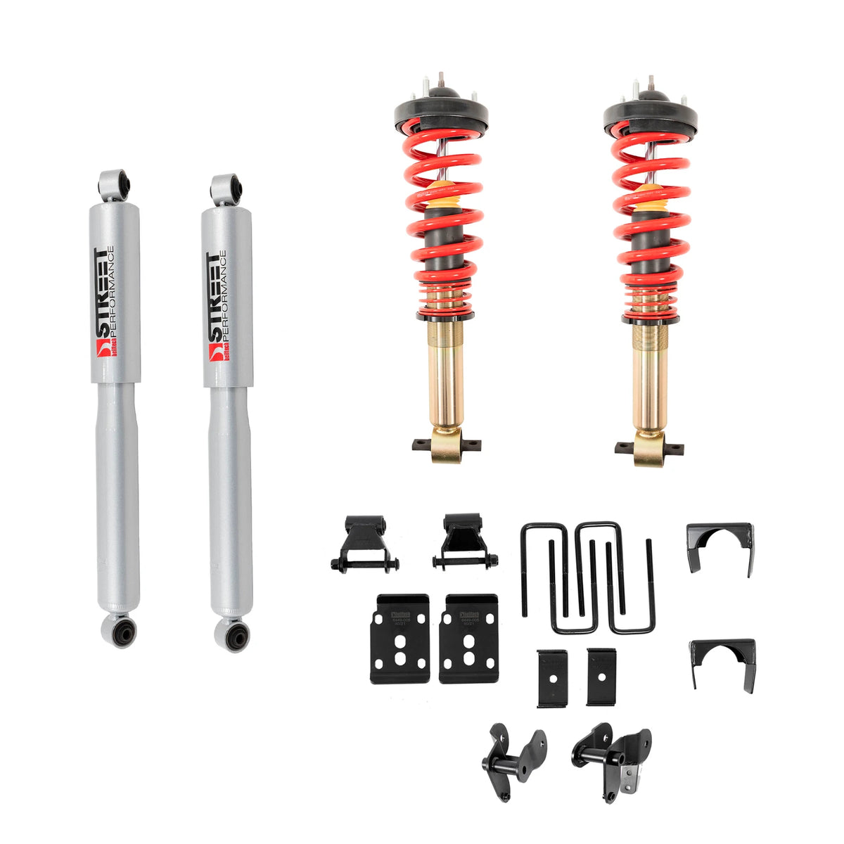 Belltech Performance Coilover Kit w/Height Adjustable Front Coilovers (1-3.5" Front / 5.5" Rear Drop) for 2021-2026 Ford F-150 4WD