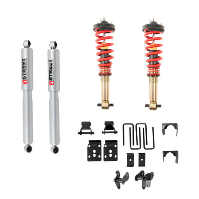 Belltech Performance Coilover Kit w/Height Adjustable Front Coilovers (1-3.5" Front / 5.5" Rear Drop) for 2021-2026 Ford F-150 4WD