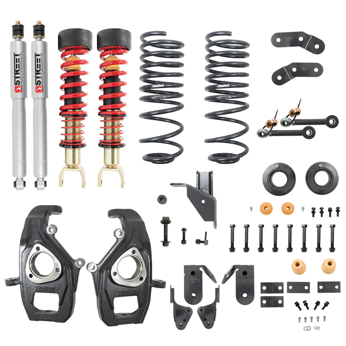 Belltech Performance Coilover Kit w/Height Adjustable Front Coilovers (3-4" Front / 4-5" Rear Drop) for 2019-2024 Ram 1500 RWD/4WD