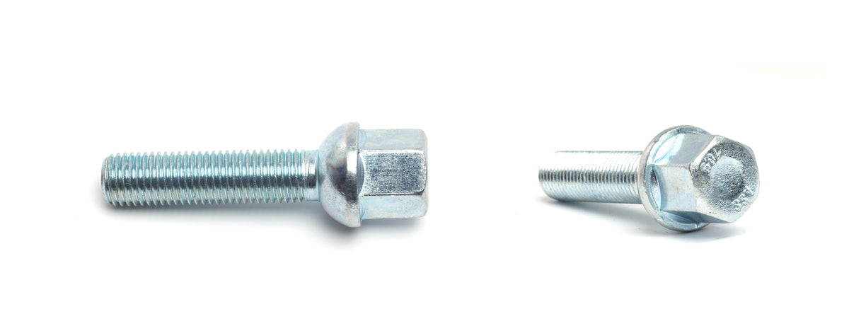 H&R wheel bolts, M12 x 1.5, Mercedes ball seat, 17mm hex, silver